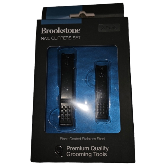 NWT Brookstone Black Coated Stainless Steel Nail Clipper Set - Picture 1 of 2